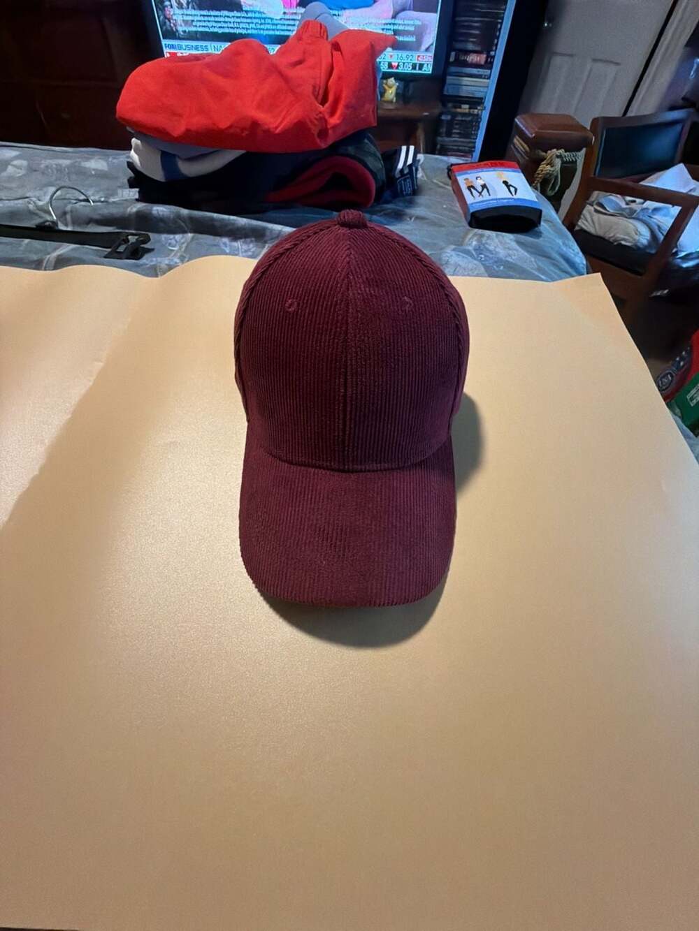 Burgundy Corduroy Adjustable Baseball Cap Hat